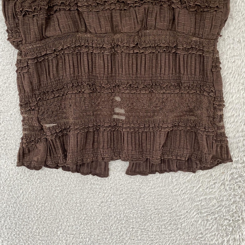 Good Days Project Tank Top Womens M Y2K Brown V Neck Whimsigoth Lace Ruffle Cami - Picture 10 of 13